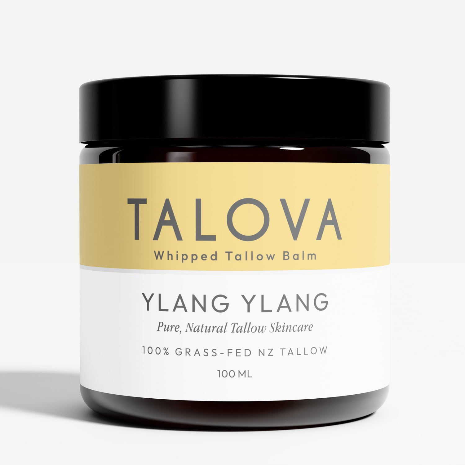 Talova ylang ylang whipped tallow balm 100ml jar on white background