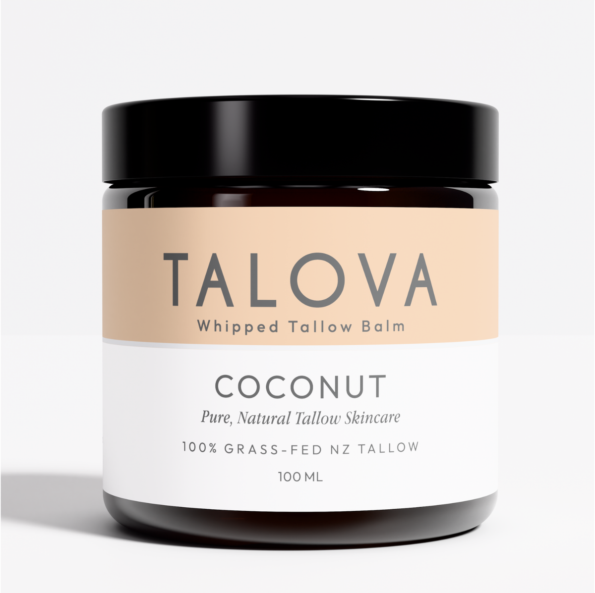 Talova coconut whipped tallow balm 100ml jar on white background
